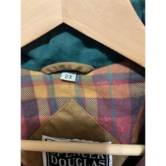 Vintage Spencer Douglas barn chore coat tan canvas with flannel lining size 2xl - Picture 5 of 12